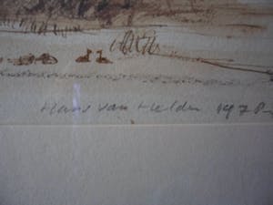 Hans van Helden - Inkt en aquarel op papier, Polderbrug te Nieuw kerk a/d IJssel kopen? Bied vanaf 10!