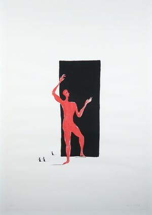 Henk Visch - Litho, Rood figuur - Ingelijst kopen? Bied vanaf 100!