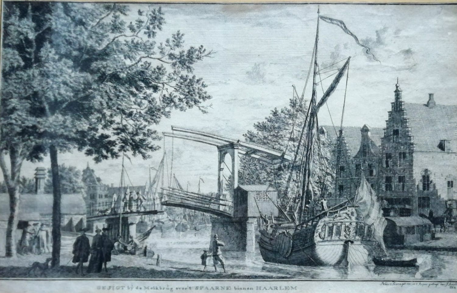 Johannes Swertner - Gesigt bij de Melkbrug over 't Spaarne binnen Haarlem. verkocht voor € 190!