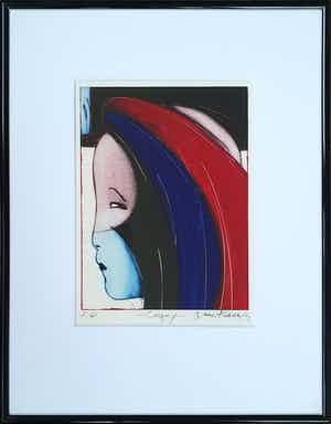 Dana Andreev - Ets: 'Cagey' (1992) - Ingelijst verkocht voor € 110!
