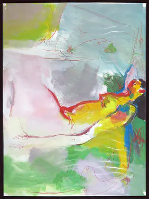 Franscz Witte - Gemengde techniek op papier, Liggend naakt kopen? Bied vanaf 1!