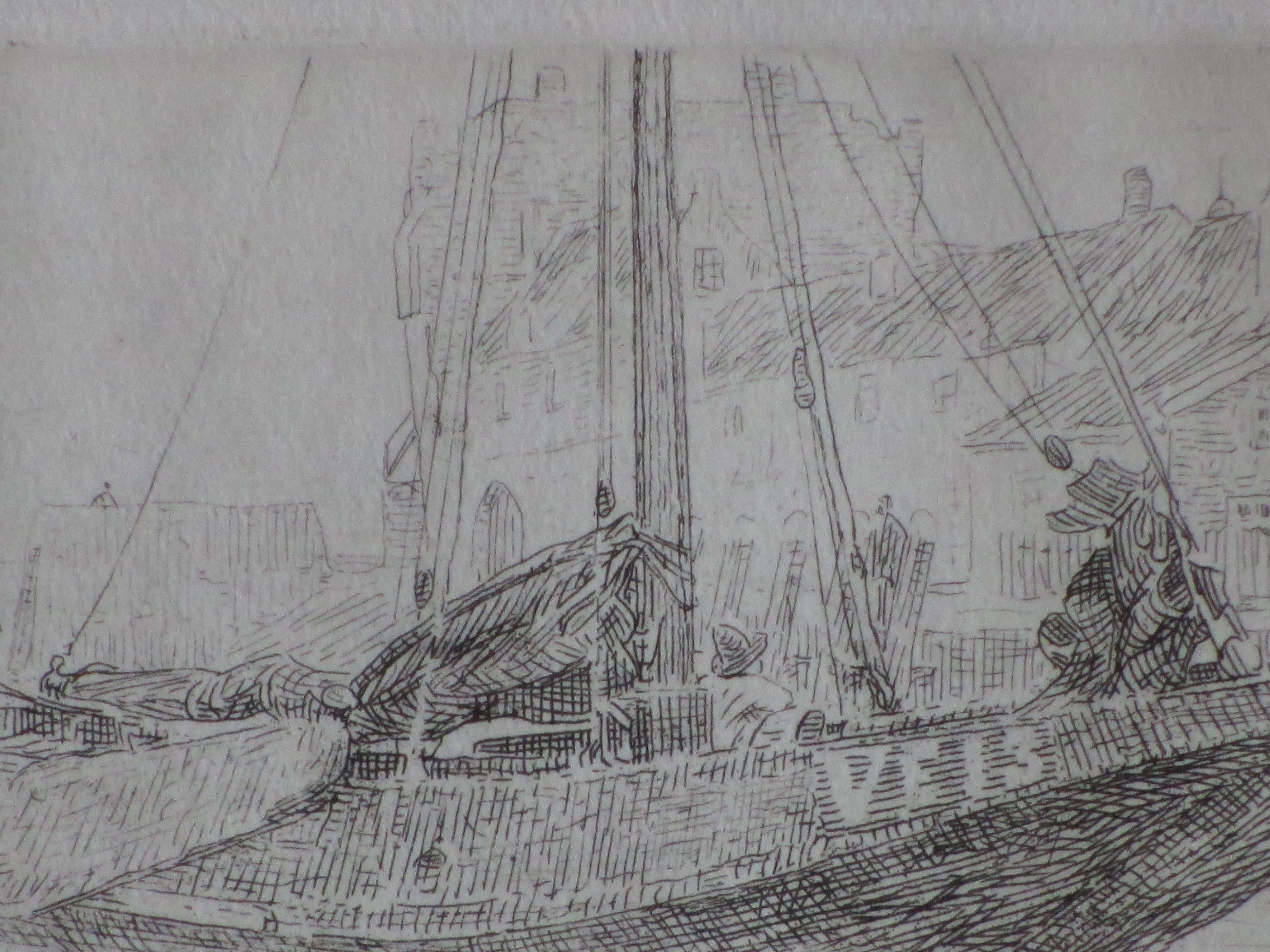 Willem Bastiaan Tholen - Hoogaars in de haven van Veere - Ets kopen? Bied vanaf 60!