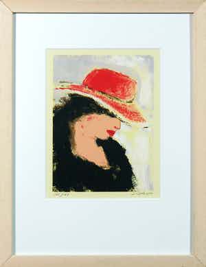 Jose van Gool - Zeefdruk, Dame met hoed verkocht voor € 1!