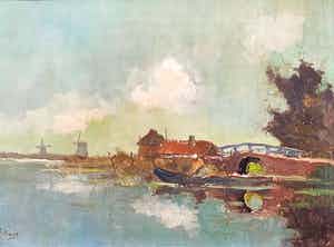 Frans Hoos - Hollands waterlandschap verkocht voor € 65!