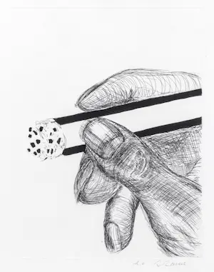 Roger Raveel - Hand met sigaret - Ets - H.C. - ingelijst - 1973 kopen? Bied vanaf 650!