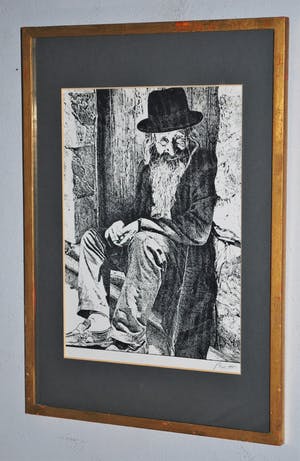 Seymour Rosenthal - [NY-kunstenaar]-Joodse man op een zonnig stoepje & EXTRA schilderij Klaagmuur kopen? Bied vanaf 30!