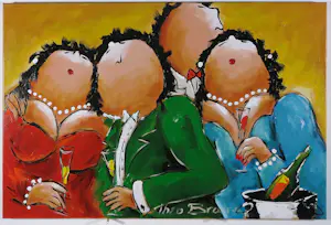 Theo Broeren - Acryl op doek, Twee stelletjes (Groot) kopen? Bied vanaf 80!