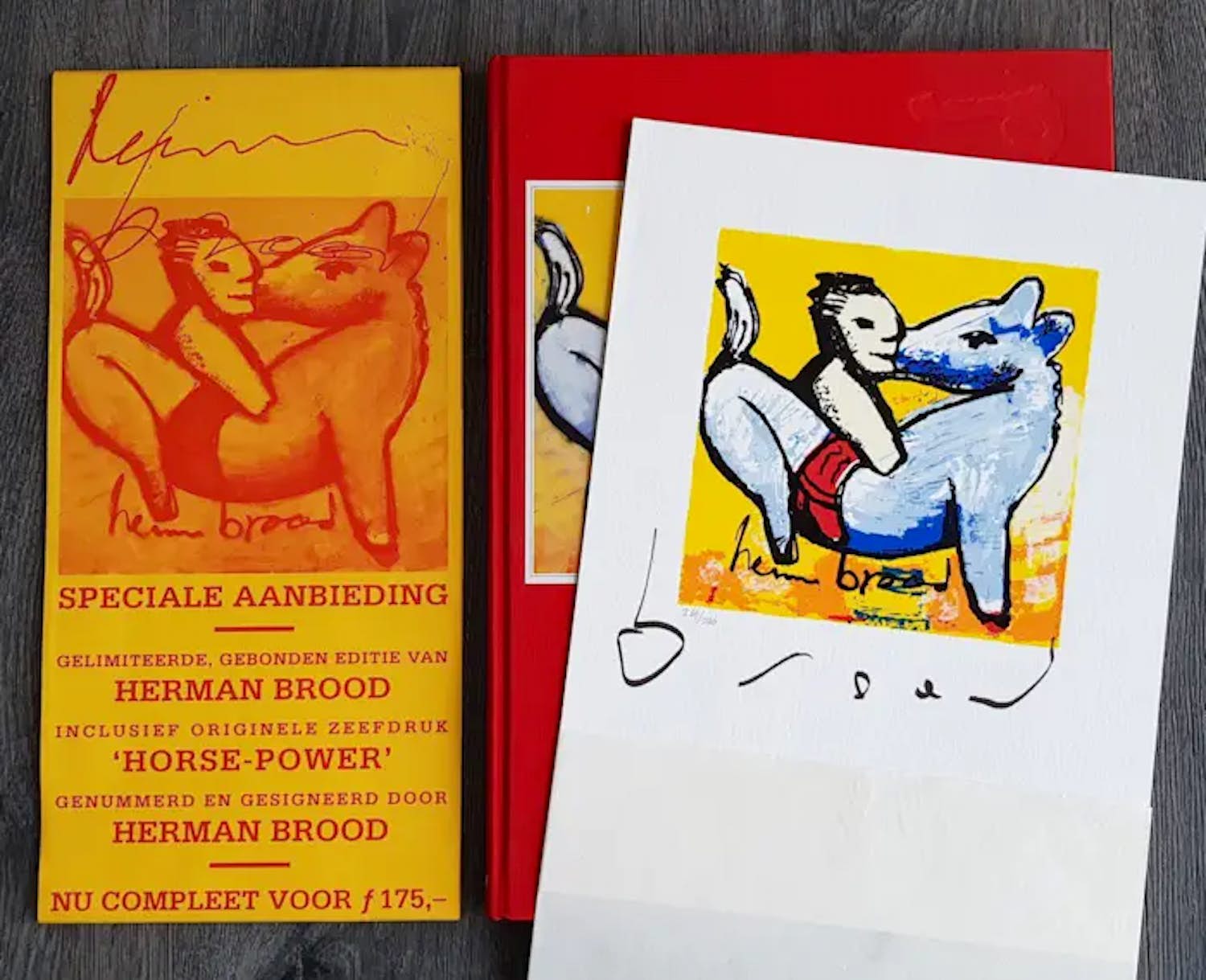 Herman Brood - Gelimiteerd kunstboek met zeefdruk "Horse Power" verkocht voor € 250!