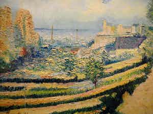 Niet of onleesbaar gesigneerd - kleurrijk impressionistisch landschap verkocht voor € 10!