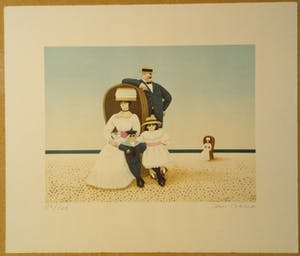 Jan Balet - Familie am Strand kopen? Bied vanaf 25!