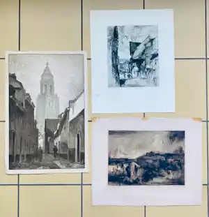 Adriaan van 't Hoff - Lot van 3 - Toren van Arnhem - 1x litho 2x ets kopen? Bied vanaf 20!