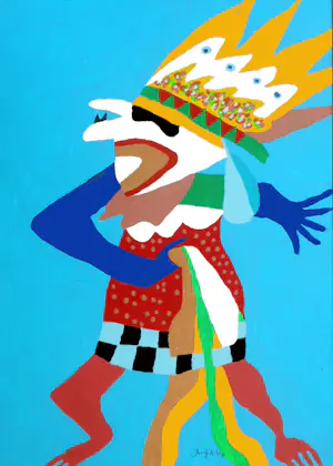 Peter Nieuwendijk - 4 moderne schilderijen over Balinese dansen (in een persoonlijk jasje) 4 werken kopen? Bied vanaf 300!