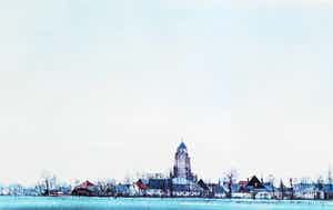 Ciano Siewert - Ingelijste litho: gezicht op Bergambacht verkocht voor € 49!