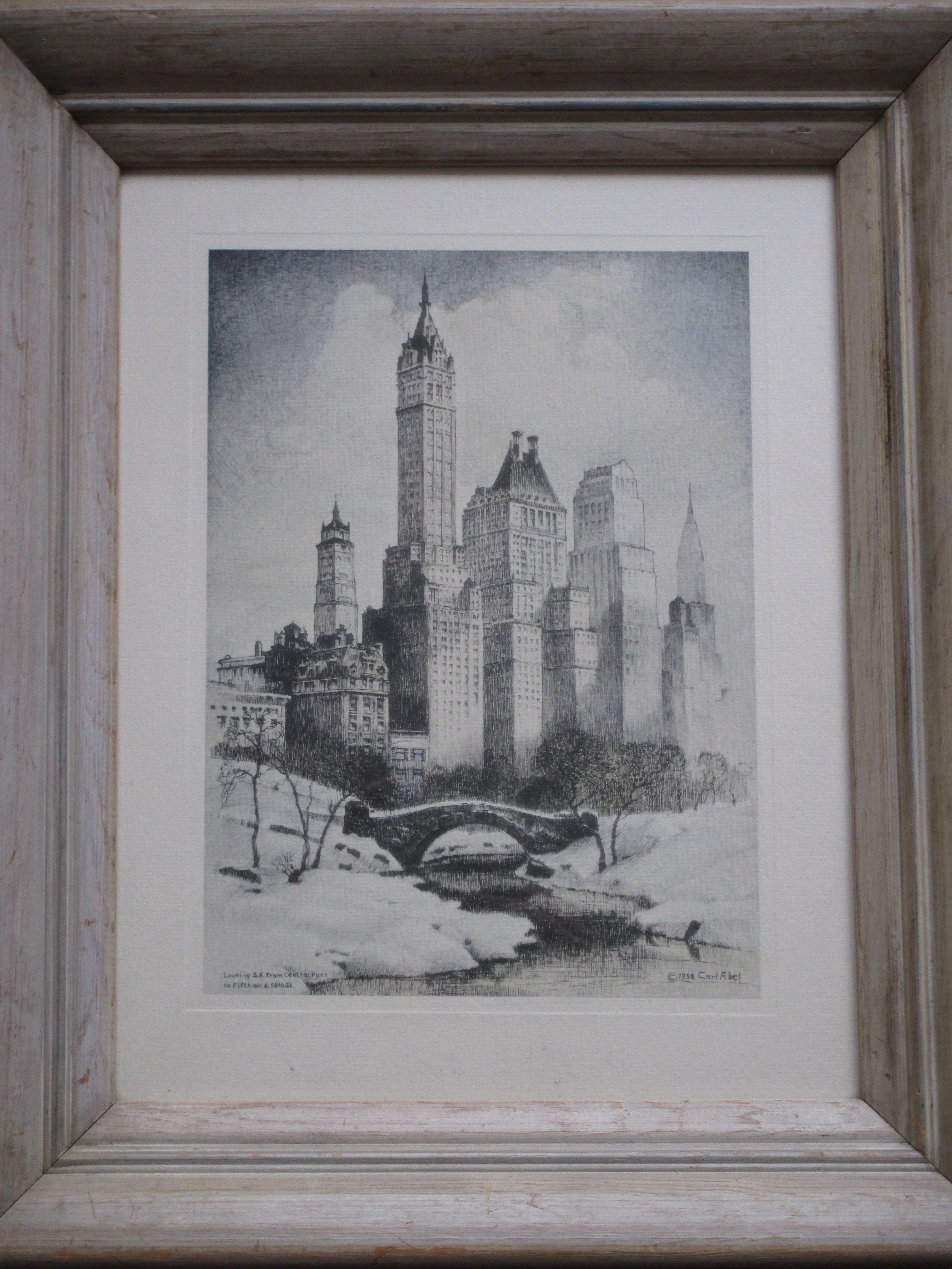 Niet of onleesbaar gesigneerd - Winter in Central Park - Ets door Carl Abel kopen? Bied vanaf 1!