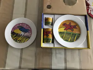 Corneille - Complete ontbijt set + een los ontbijt bord , plus twee kommetjes met bordjes kopen? Bied vanaf 50!