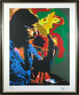 Karel Appel - Friday uit de serie Seven Summer Days - Ingelijst verkocht voor € 1!