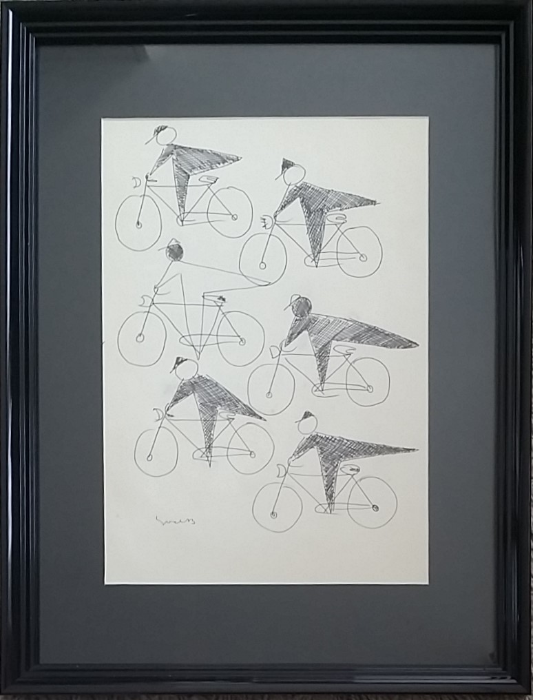 Siep van den Berg - Wielrenners - Inkt op papier verkocht voor € 175!