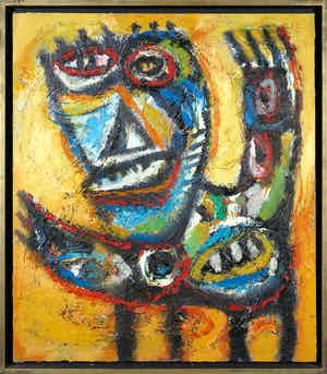 Henk Vierveijzer - Olieverf op doek, Tjilp - Ingelijst verkocht voor € 500!