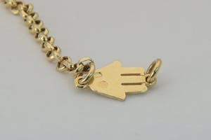 2510-  18 karaats geel-gouden armband - kinder/dames model - 5 rijen zirkonia kopen? Bied vanaf 110!