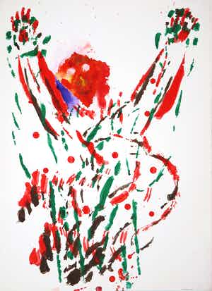 Jef Diederen - Gouache en collage, Sautée V verkocht voor € 250!