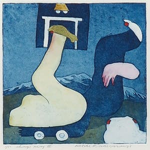 Michel van Overbeeke - Kleurenets met bladgoud, Always away III - Ingelijst kopen? Bied vanaf 20!