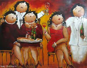 Theo Broeren - Acryl op doek, De verjaardag zon (Zeer Groot) verkocht voor € 150!