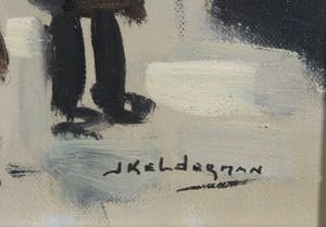 Jan Kelderman - Olieverf op doek, Place du tertre Parijs - Ingelijst kopen? Bied vanaf 70!