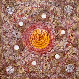 Rob de Graaf - ets/houtsnede | 'Unus Mundus' | 2001 verkocht voor € 75!