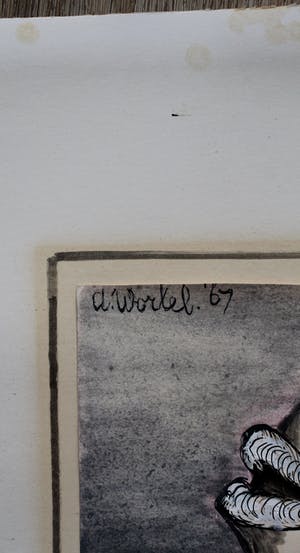 Ans Wortel - Gouache: we spreken van elkander weg, herken 't maar, 't is niet anders - 1967 kopen? Bied vanaf 199!