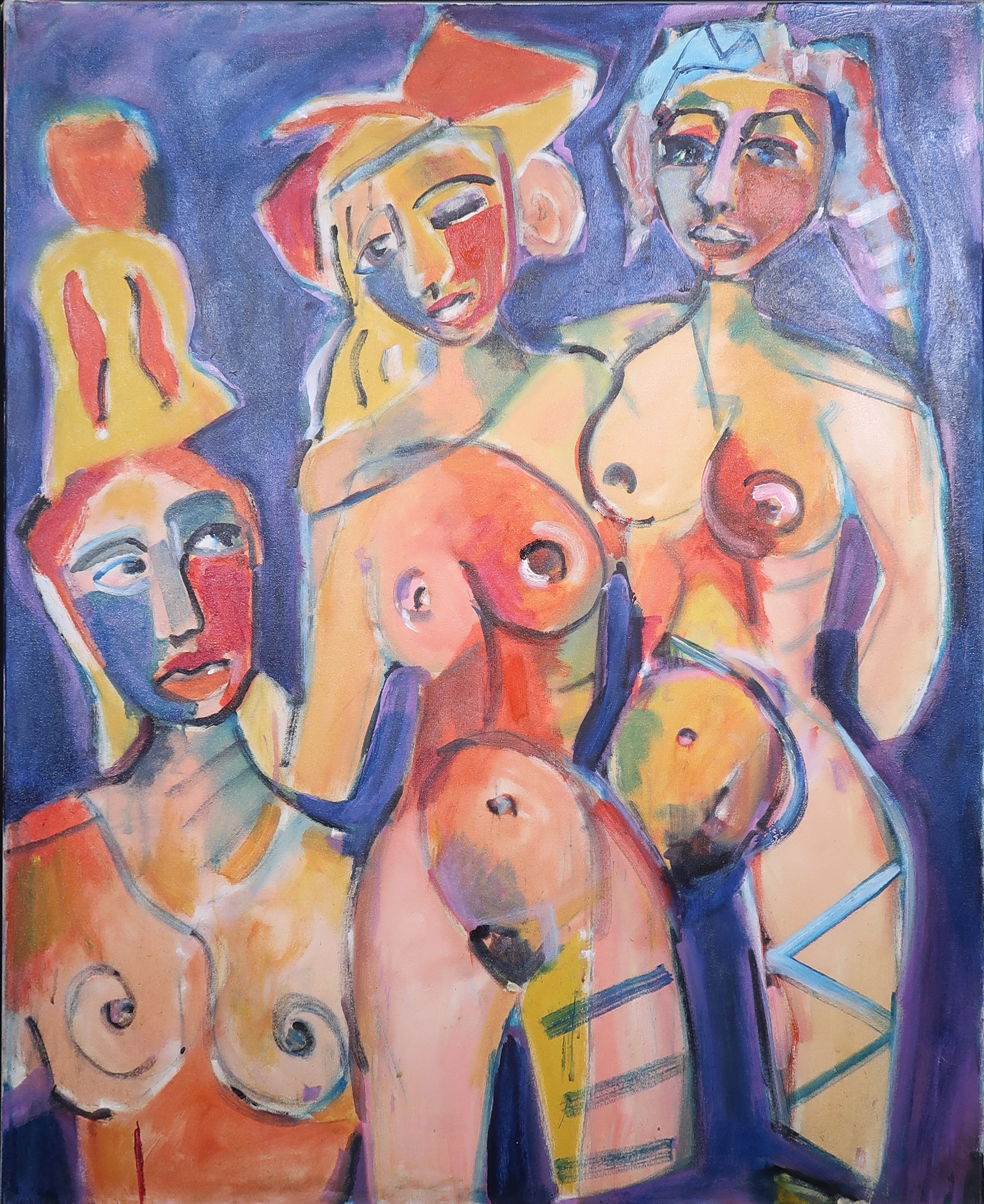 Christine Spierings - Olieverf op doek, Three beauty's (Groot) verkocht voor € 120!