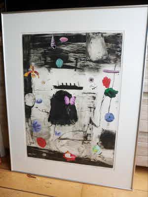 Marc Volger - Gemende techniek op papier, titel, "Titanic Fossiel". verkocht voor € 50!