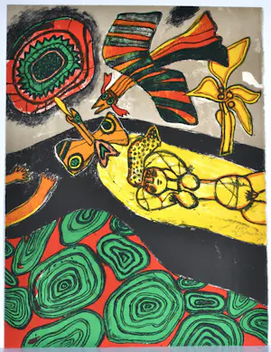 AcheterCorneille - Eveil, litho, 66x51 cm, gesigneerd, 1971? Enchérissez de 325!