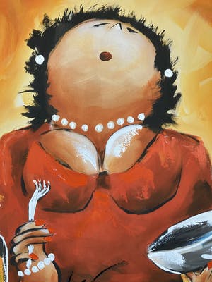 Theo Broeren - Glicée met acryl op doek ‘Lobster’ (GROOT ) kopen? Bied vanaf 100!