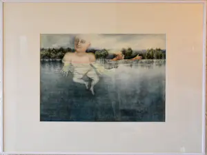 Ank Overweel - 2 zwemmende figuren - Aquarel-1981 kopen? Bied vanaf 15!