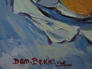 Daniel Wilhelm Bekking - Schitterend omstreeks 1950 geschilderd expressionistisch stilleven - GROOT! kopen? Bied vanaf 270!