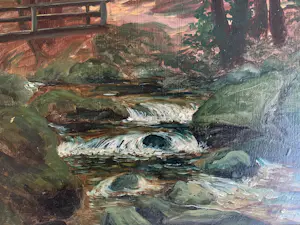 Wilhelm Pramme - Boslandschap met beek en brug kopen? Bied vanaf 100!