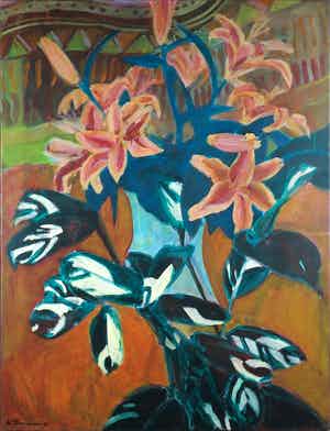 Marieke Thomassen - Acryl op doek, Bloemen - Ingelijst (Groot) verkocht voor € 100!