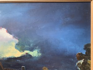 Paul Permeke - Olieverf schilderij: boerderij en dreigend onweer kopen? Bied vanaf 350!