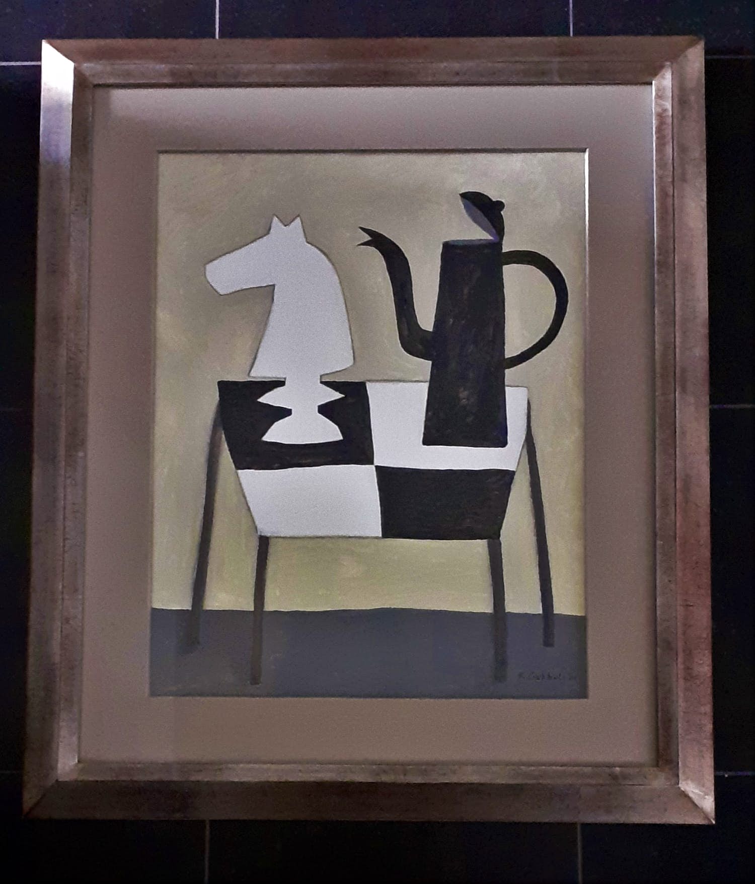 Klaas Gubbels - Uniek werk: Stilleven met schaakstuk, kan en tafel kopen? Bied vanaf 1699!