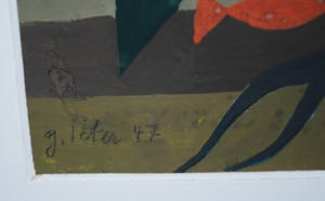 Geni Peter - vissen en bloeiende planten - abstracte gouache uit 1947(!) kopen? Bied vanaf 180!