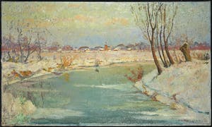 Niet of onleesbaar gesigneerd - Olieverf op doek, Winterlandschap kopen? Bied vanaf 1!