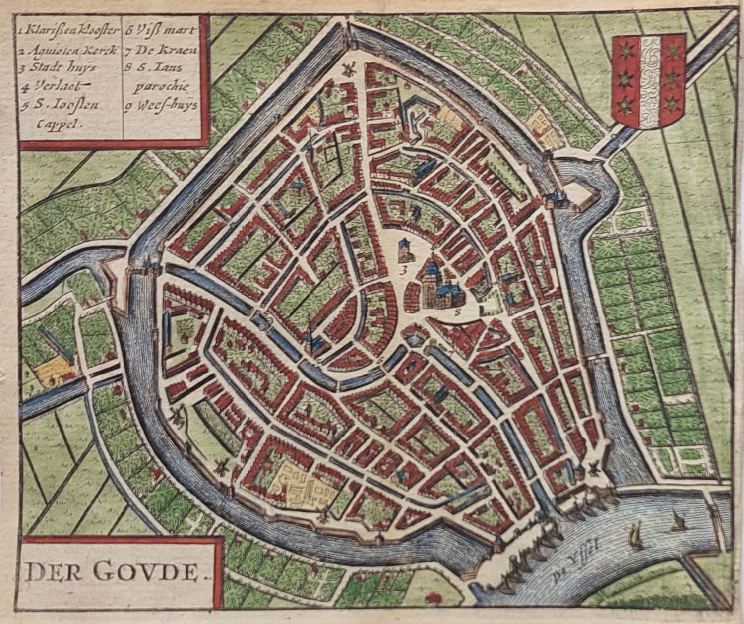 Ludovico Guicciardini - Gouda Oude Kaart Gravure Plattegrond 1652 kopen? Bied vanaf 50!