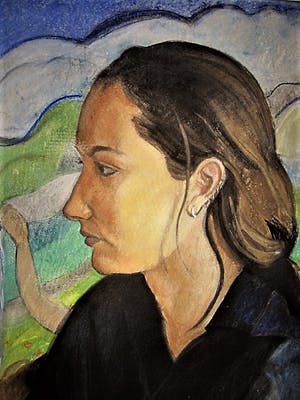 Niet of onleesbaar gesigneerd - Intrigerende gemengde techniek "damesportret met figuren" MEGAGROOT! kopen? Bied vanaf 1!