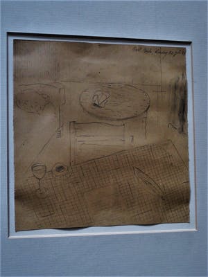 Bart Baele - Eigenzinnig Belgisch kunstenaar "Mijn kamer met slapende Kat" potloodtekening kopen? Bied vanaf 1!