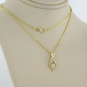 14k geelgouden collier en hanger bezet met briljant geslepen diamant tot. 0,07ct kopen? Bied vanaf 260!