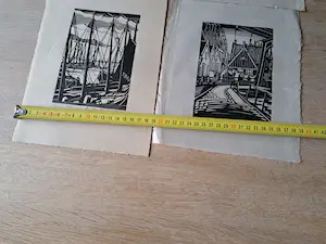 Andre van der Vossen - 4 houtsnede grafiek kopen? Bied vanaf 125!