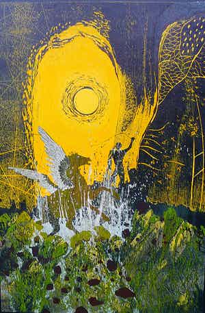 Dianne Bakker - Pegasus en Bellerophon -houtdruk 1994- verkocht voor € 125!