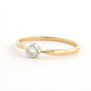 14k gouden solitair ring met een oud Amsterdams slijpvorm geslepen diamant kopen? Bied vanaf 160!