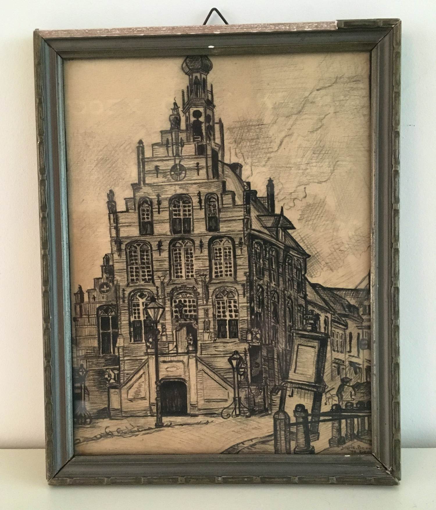 Fré Drost - Tekening Stadhuis Culemborg kopen? Bied vanaf 30!