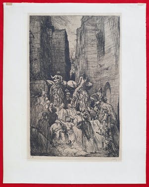 Marius Bauer - Een huwelijks-optocht met kameelen in Cairo, ets kopen? Bied vanaf 175!